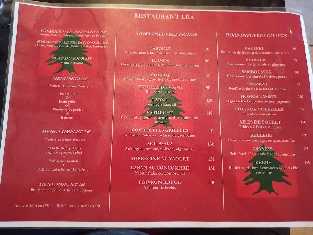 RESTAURANT LÉA - Menu Image 1